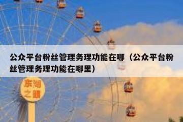 公众平台粉丝管理务理功能在哪（公众平台粉丝管理务理功能在哪里）