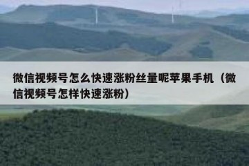 微信视频号怎么快速涨粉丝量呢苹果手机（微信视频号怎样快速涨粉）