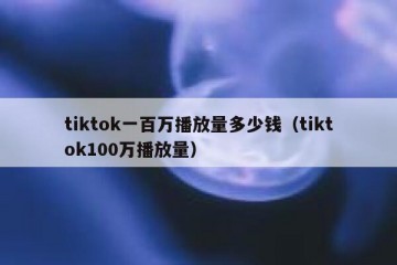 tiktok一百万播放量多少钱（tiktok100万播放量）