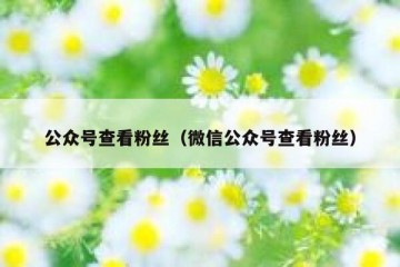 公众号查看粉丝（微信公众号查看粉丝）