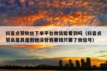 抖音点赞粉丝下单平台微信能看到吗（抖音点赞员是真是假她没管我要钱只要了微信号）