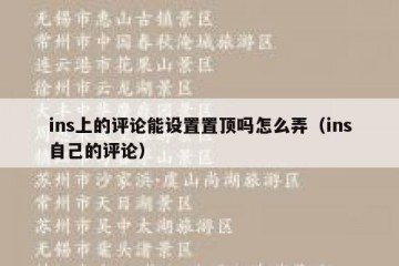 ins上的评论能设置置顶吗怎么弄（ins自己的评论）