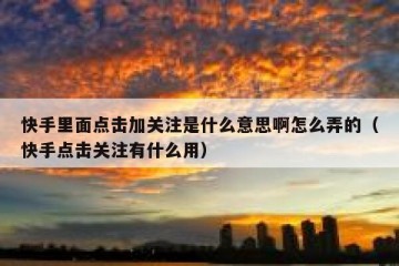 快手里面点击加关注是什么意思啊怎么弄的（快手点击关注有什么用）