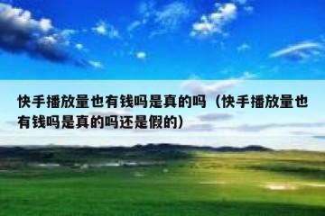 快手播放量也有钱吗是真的吗（快手播放量也有钱吗是真的吗还是假的）