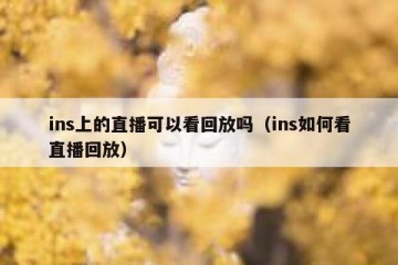 ins上的直播可以看回放吗（ins如何看直播回放）