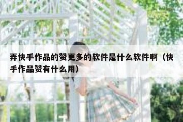 弄快手作品的赞更多的软件是什么软件啊（快手作品赞有什么用）