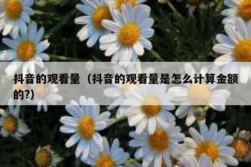 抖音的观看量（抖音的观看量是怎么计算金额的?）