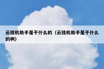 云挂机助手是干什么的（云挂机助手是干什么的啊）