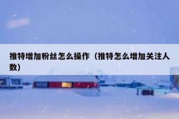推特增加粉丝怎么操作（推特怎么增加关注人数）