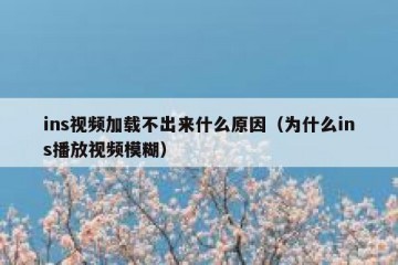 ins视频加载不出来什么原因（为什么ins播放视频模糊）
