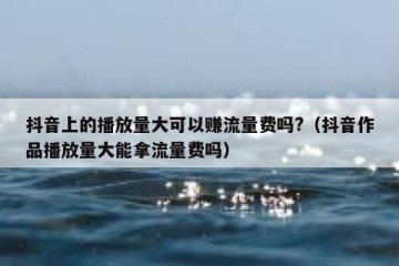 抖音上的播放量大可以赚流量费吗?（抖音作品播放量大能拿流量费吗）