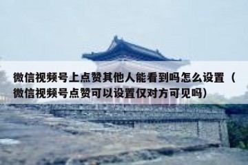 微信视频号上点赞其他人能看到吗怎么设置（微信视频号点赞可以设置仅对方可见吗）