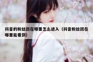 抖音的粉丝团在哪里怎么进入（抖音粉丝团在哪里能看到）