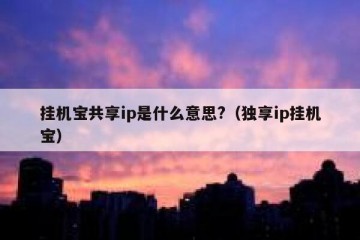 挂机宝共享ip是什么意思?（独享ip挂机宝）