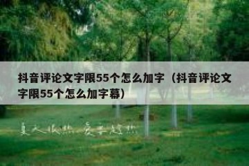 抖音评论文字限55个怎么加字（抖音评论文字限55个怎么加字幕）