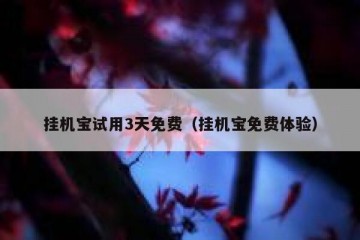 挂机宝试用3天免费（挂机宝免费体验）