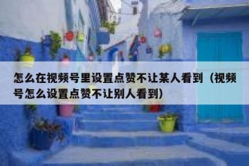 怎么在视频号里设置点赞不让某人看到（视频号怎么设置点赞不让别人看到）