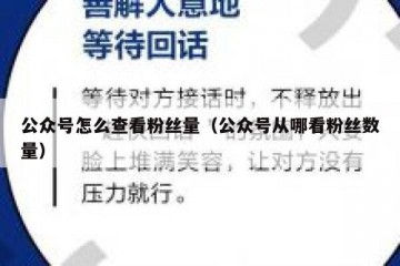 公众号怎么查看粉丝量（公众号从哪看粉丝数量）