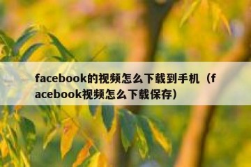 facebook的视频怎么下载到手机（facebook视频怎么下载保存）