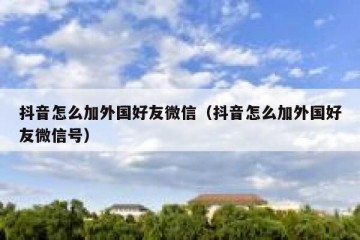 抖音怎么加外国好友微信（抖音怎么加外国好友微信号）
