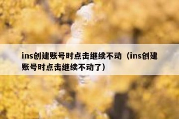 ins创建账号时点击继续不动（ins创建账号时点击继续不动了）