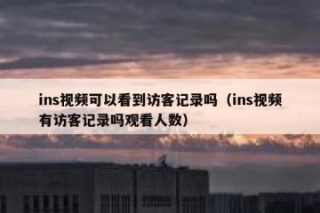 ins视频可以看到访客记录吗（ins视频有访客记录吗观看人数）