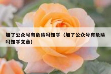 加了公众号有危险吗知乎（加了公众号有危险吗知乎文章）