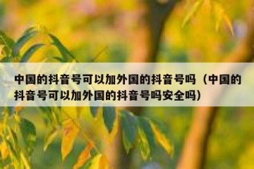 中国的抖音号可以加外国的抖音号吗（中国的抖音号可以加外国的抖音号吗安全吗）