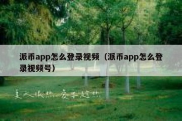 派币app怎么登录视频（派币app怎么登录视频号）