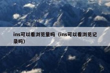 ins可以看浏览量吗（ins可以看浏览记录吗）
