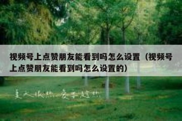视频号上点赞朋友能看到吗怎么设置（视频号上点赞朋友能看到吗怎么设置的）