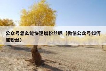 公众号怎么能快速增粉丝呢（微信公众号如何涨粉丝）