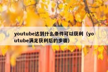 youtube达到什么条件可以获利（youtube满足获利后的步骤）
