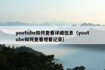 youtube如何查看详细信息（youtube如何查看观看记录）