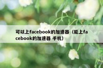 可以上facebook的加速器（能上facebook的加速器 手机）