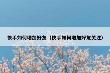 快手如何增加好友（快手如何增加好友关注）
