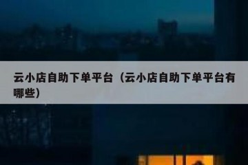云小店自助下单平台（云小店自助下单平台有哪些）