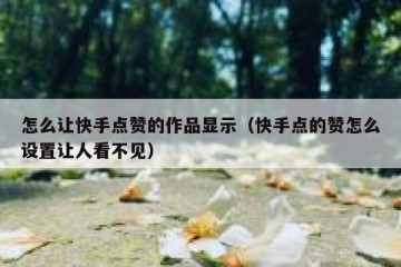 怎么让快手点赞的作品显示（快手点的赞怎么设置让人看不见）