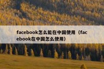 facebook怎么能在中国使用（facebook在中国怎么使用）