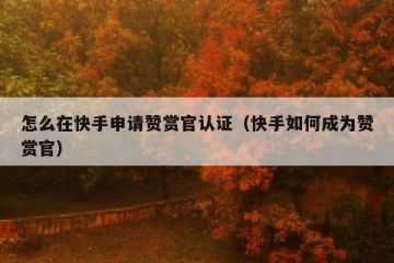 怎么在快手申请赞赏官认证（快手如何成为赞赏官）