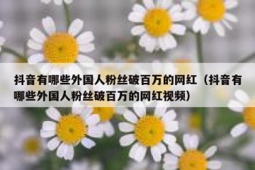 抖音有哪些外国人粉丝破百万的网红（抖音有哪些外国人粉丝破百万的网红视频）