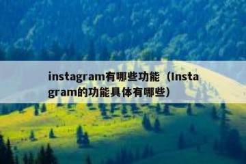 instagram有哪些功能（Instagram的功能具体有哪些）