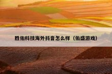 胜佑科技海外抖音怎么样（佑盛游戏）