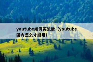 youtube如何买流量（youtube国内怎么才能用）