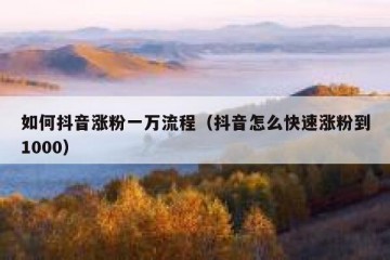 如何抖音涨粉一万流程（抖音怎么快速涨粉到1000）