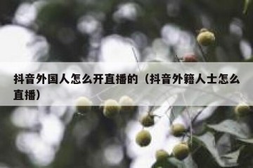 抖音外国人怎么开直播的（抖音外籍人士怎么直播）