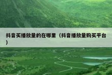 抖音买播放量的在哪里（抖音播放量购买平台）