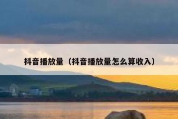 抖音播放量（抖音播放量怎么算收入）