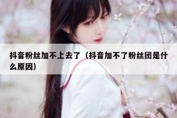 抖音粉丝加不上去了（抖音加不了粉丝团是什么原因）
