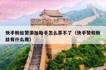 快手粉丝赞添加助手怎么弄不了（快手赞和粉丝有什么用）